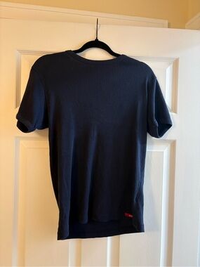 Navy Ribbed Short Sleeve top